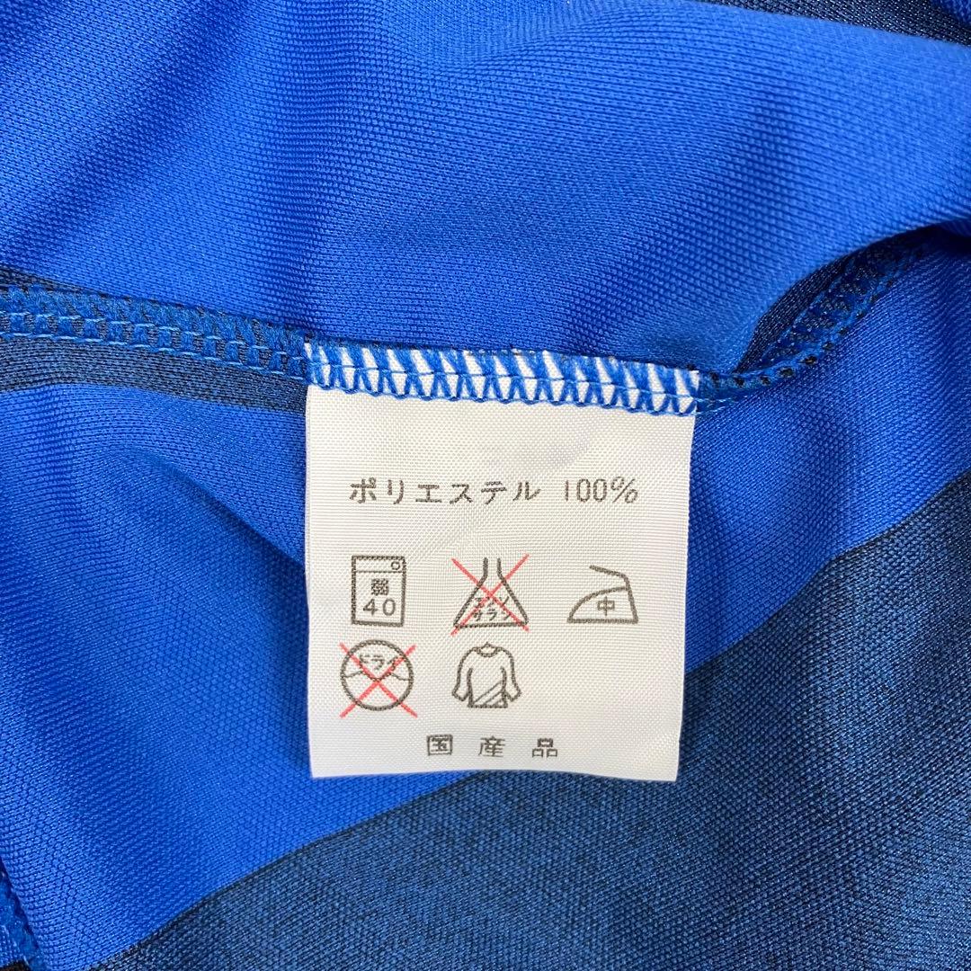 【未使用】90s Kappa 長袖サッカーシャツ #4 日本製 縦縞 青黒 XL