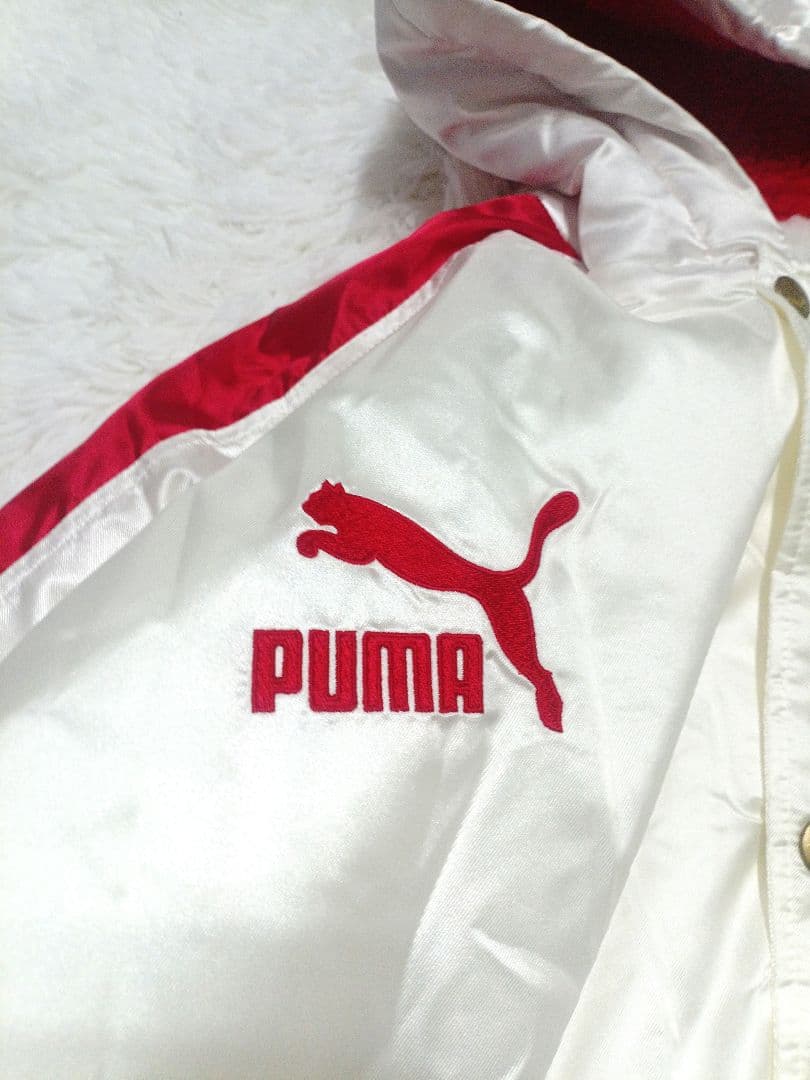PUMA プーマ フード付き ロングベンチコート ホワイト フリーサイズ