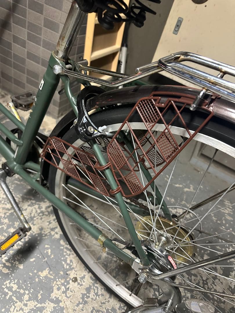 シティサイクル 緑色 メッシュバスケット付き