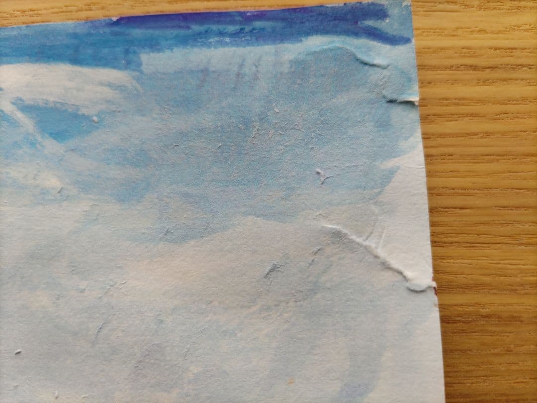 オリジナル絵画 八つ切サイズ アクリル画 砂浜を走る人物