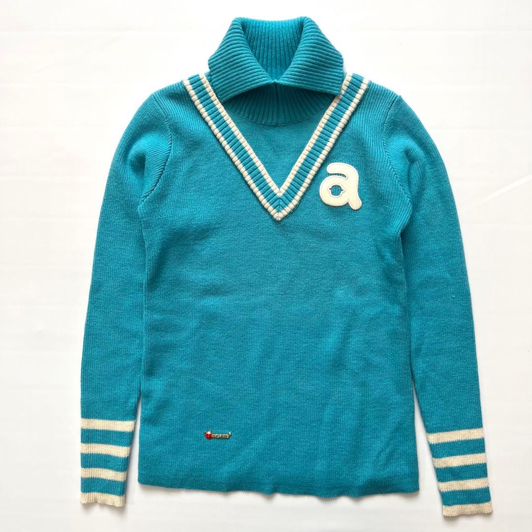 ARCHIVIO アルチビオ　タートルネック　ニット　水色　ゴルフ　長袖　ロゴ