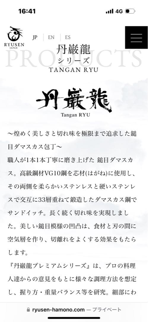 RYUSEN 丹巖龍包丁3本セット 牛刀、筋引き、ペティ 研ぎ屋にて研ぎ直し済み