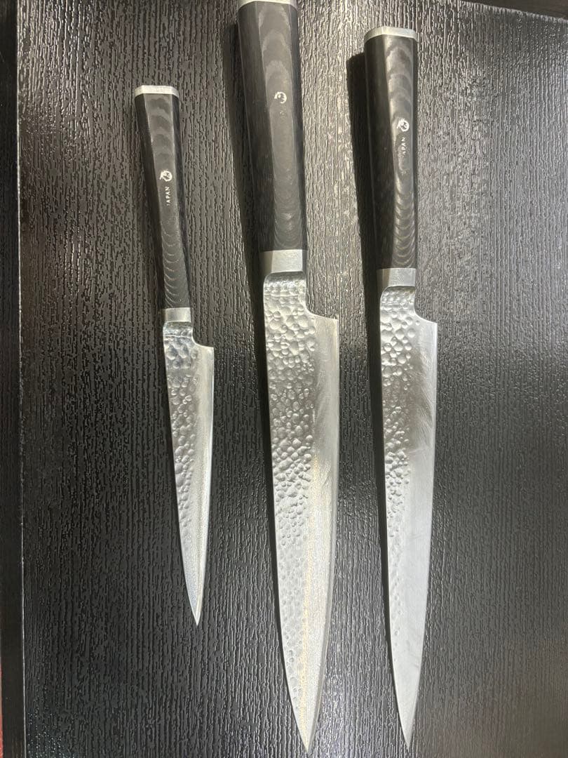 RYUSEN 丹巖龍包丁3本セット 牛刀、筋引き、ペティ 研ぎ屋にて研ぎ直し済み