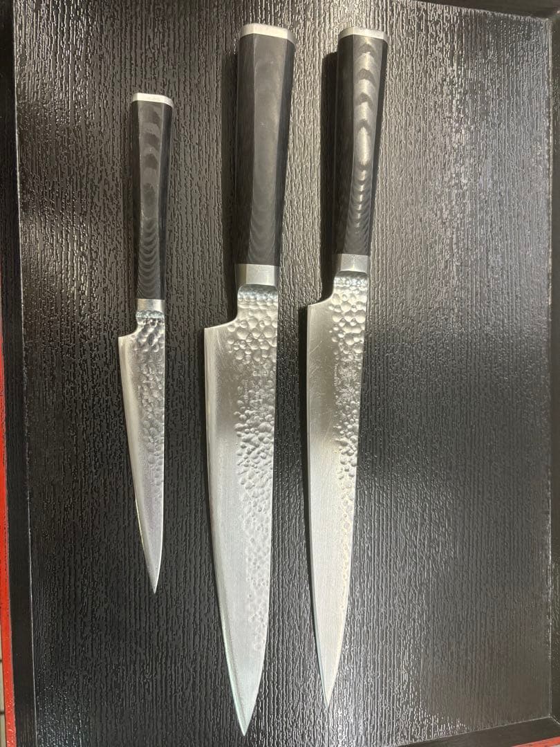 RYUSEN 丹巖龍包丁3本セット 牛刀、筋引き、ペティ 研ぎ屋にて研ぎ直し済み