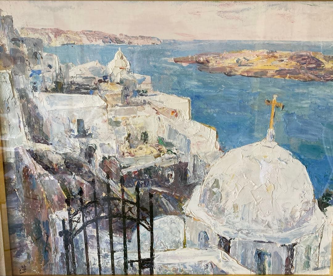 油彩 サントリニ島　約63x53cm