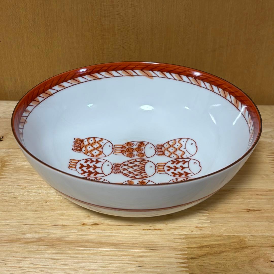 香蘭社 赤繪町工房　楽園の魚　深皿 深鉢（径21cm） レア（新品未使用品）
