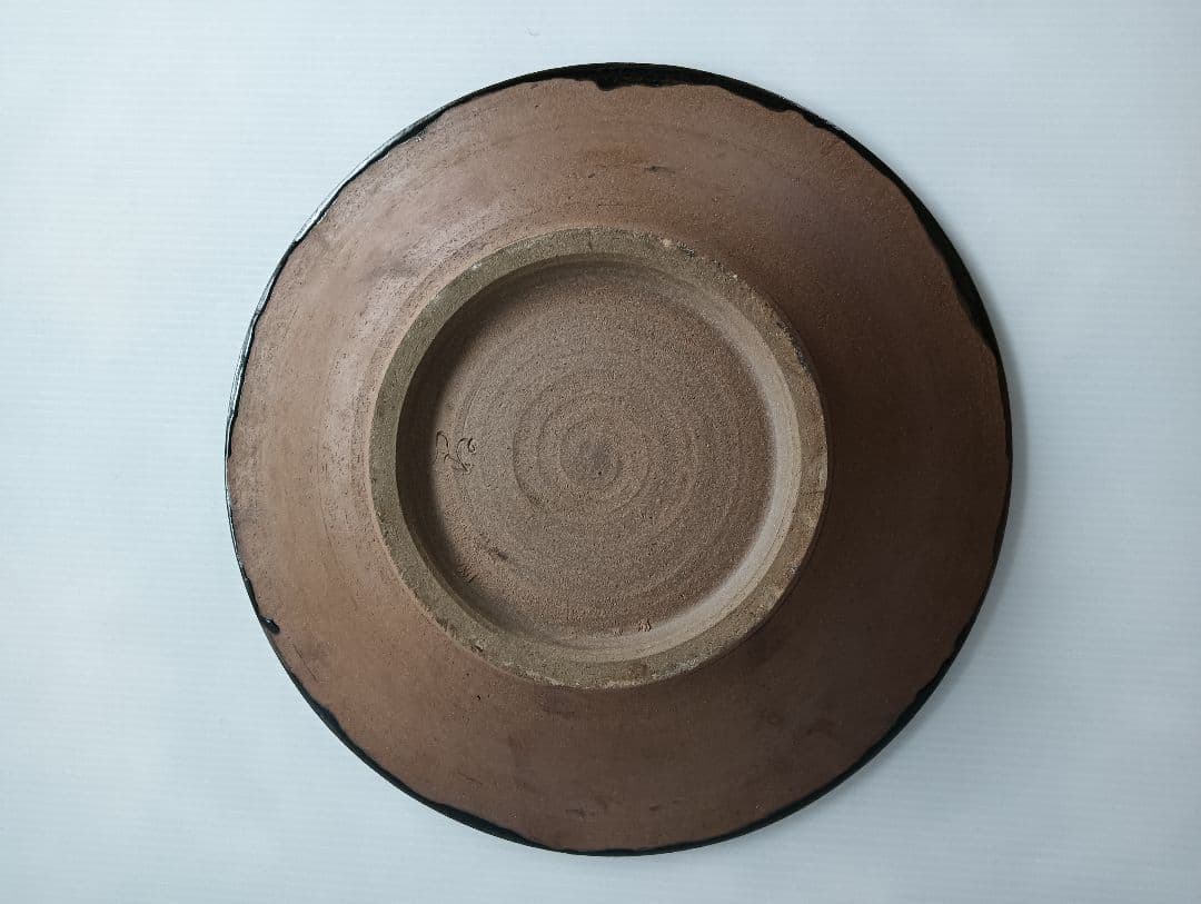 沖縄　やちむん　格子柄　大皿36cm