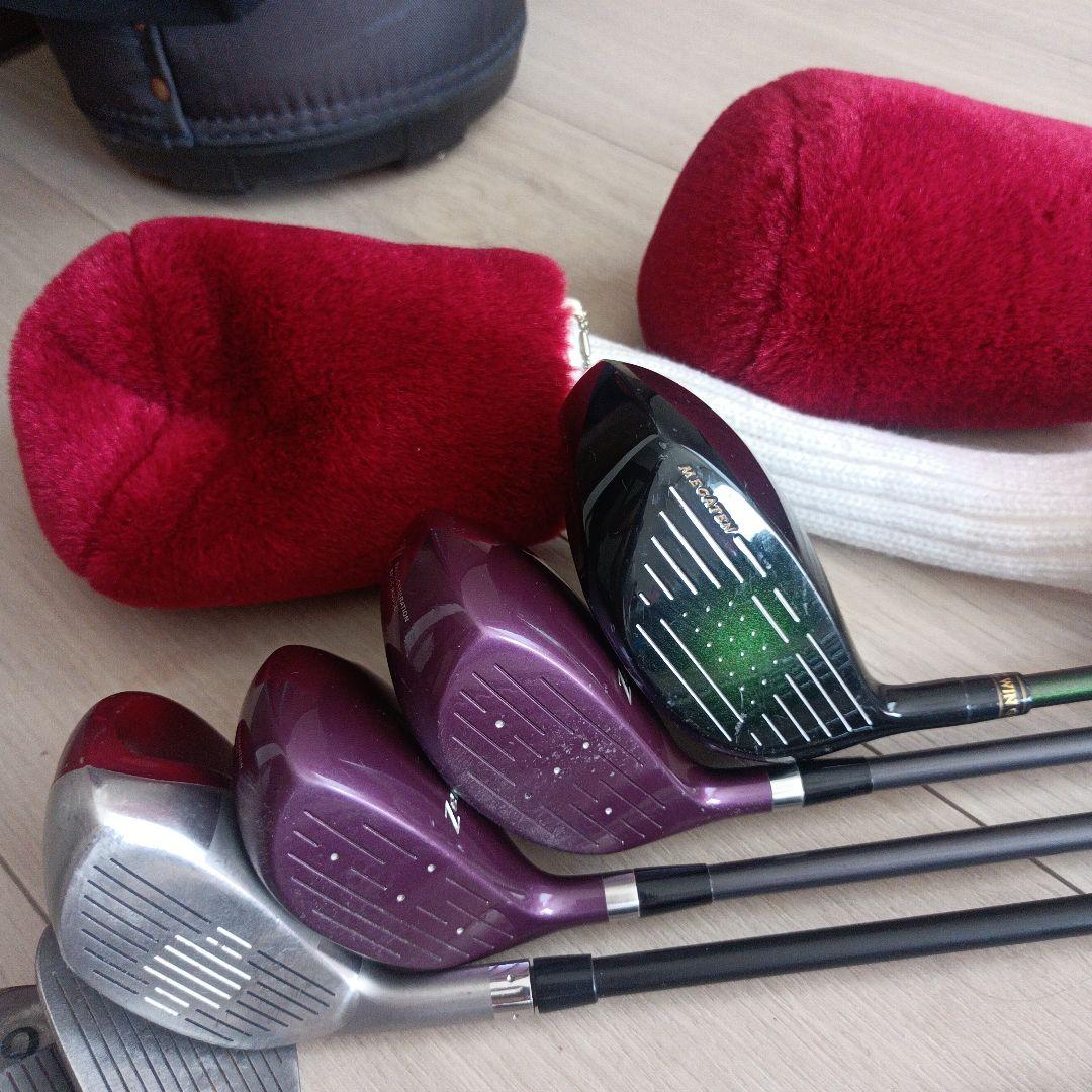 GOLF キャディバッグ 右用　黒と赤 クラブ付き13本セット
