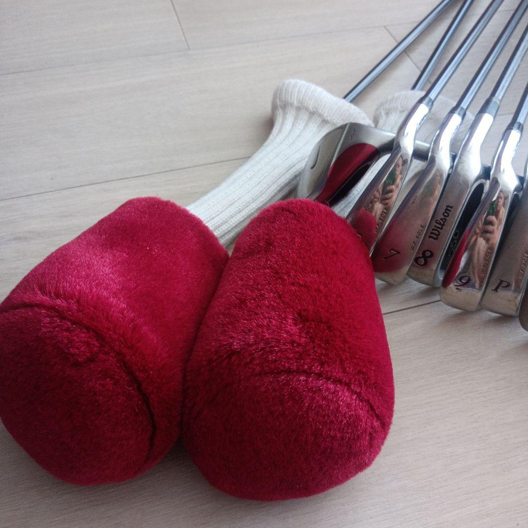 GOLF キャディバッグ 右用　黒と赤 クラブ付き13本セット