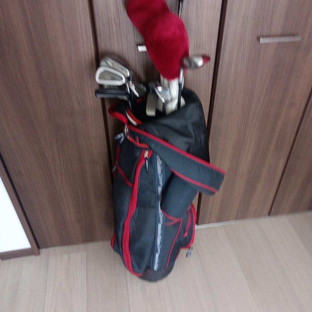 GOLF キャディバッグ 右用　黒と赤 クラブ付き13本セット