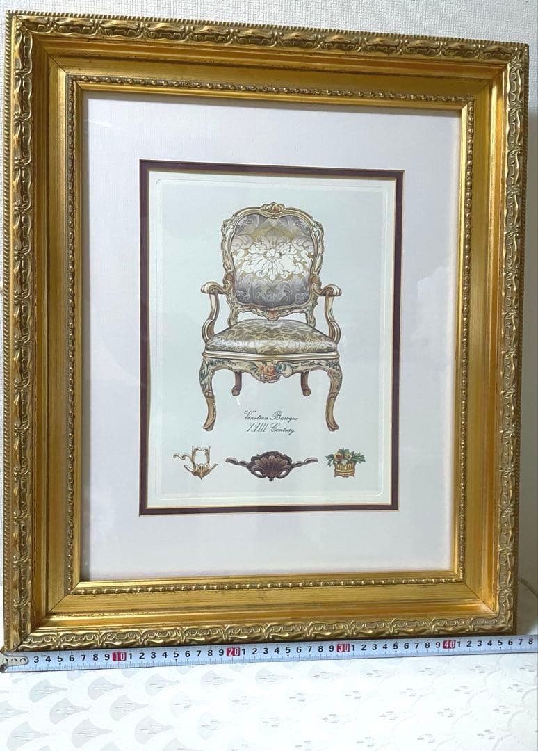 クラシックチェア　額縁　絵画　アンティーク額絵