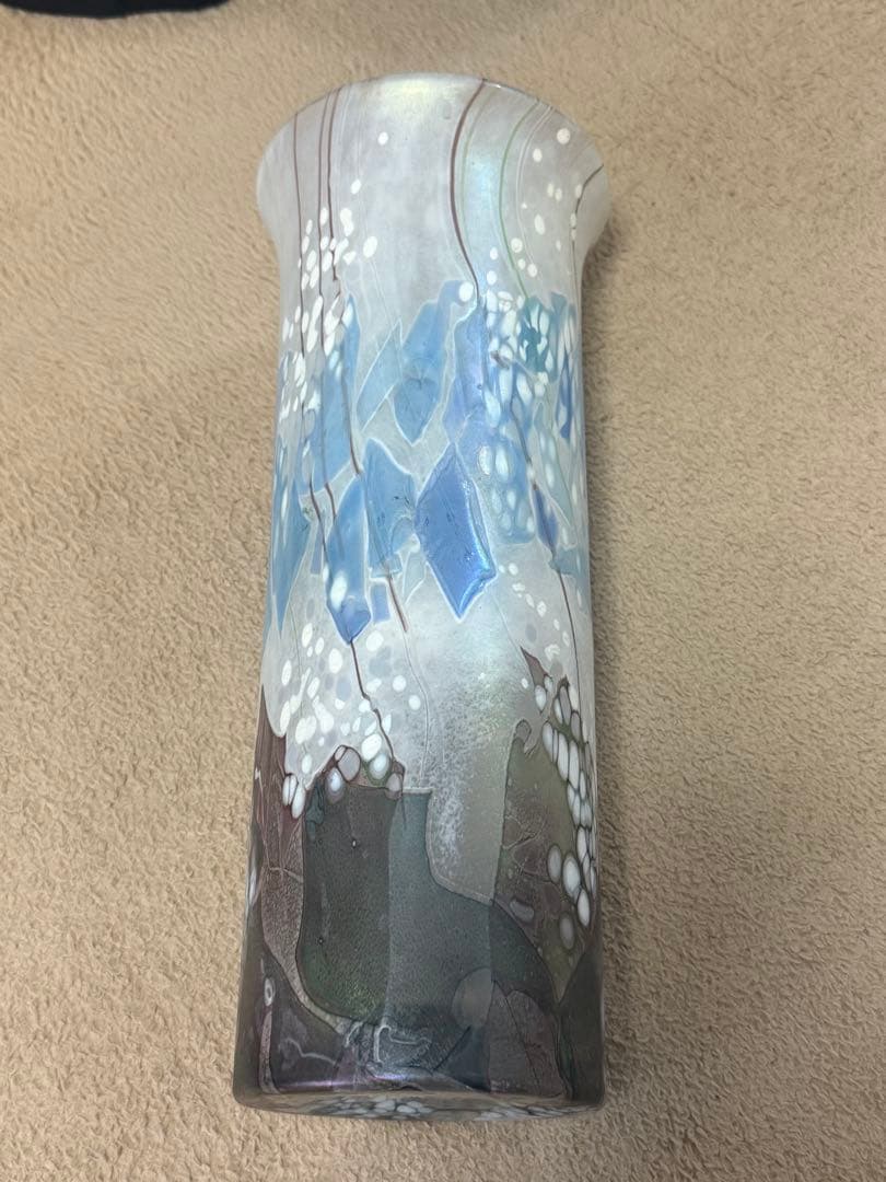 Isle of Wight Glass マーブル花瓶　高さ34センチ