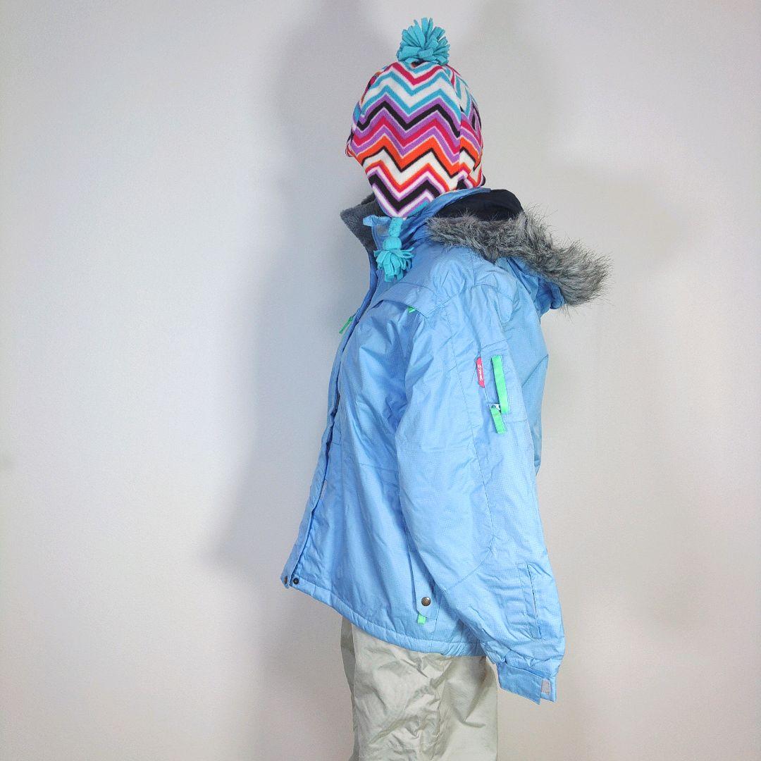 スキーウェア　キッズ　子供　160cm　女の子　水色　グレー　帽子　GAP