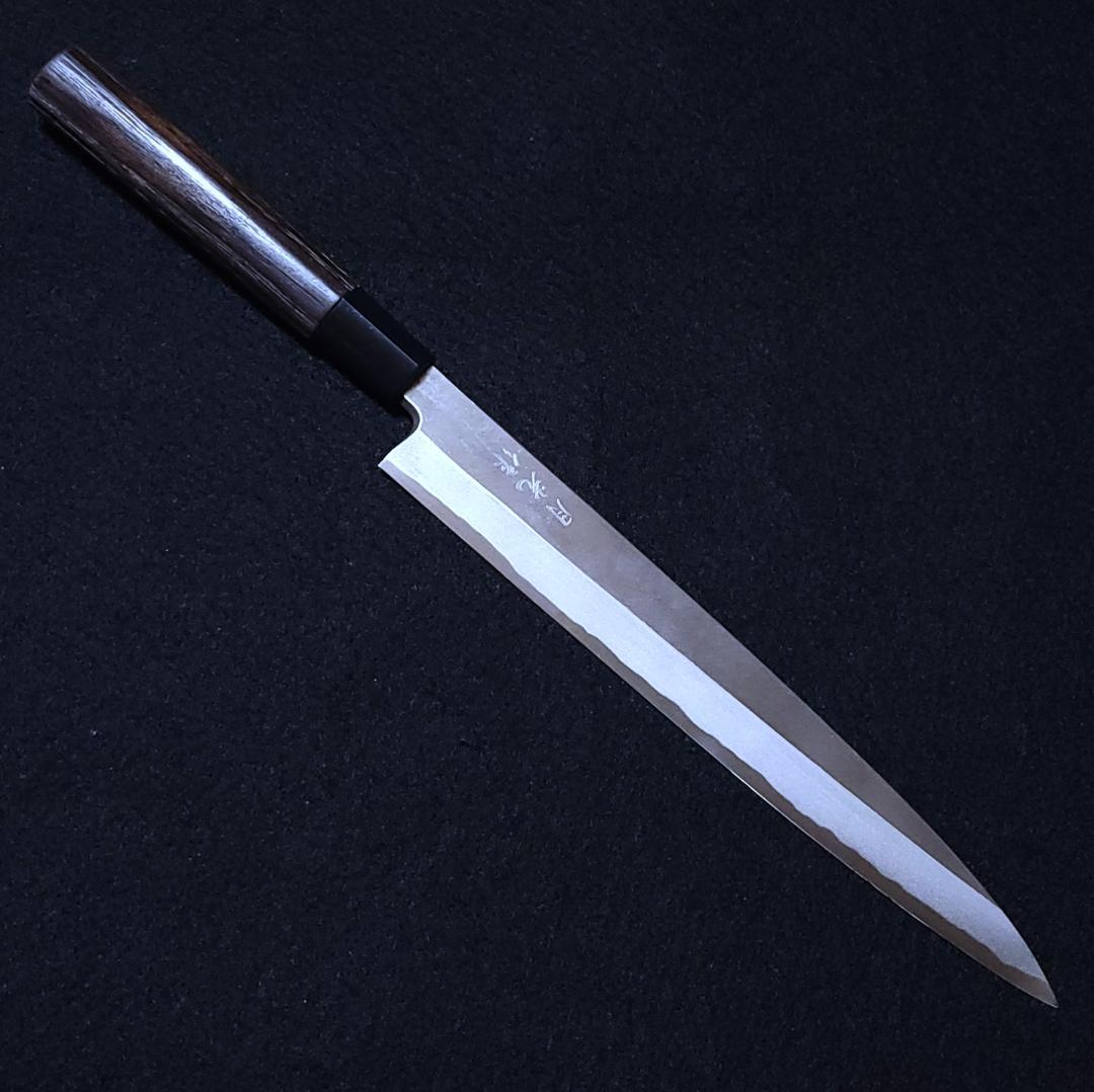 【訳アリ】青紙2号 柳刃包丁 235㎜（８寸） G9371 焼栗柄 月光作