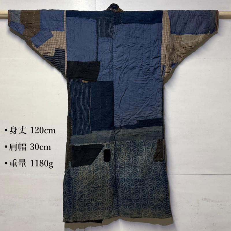 古布 木綿 藍染 刺子 継ぎ接ぎ 襤褸 ⑪ 野良着 サックリ さっくり boro