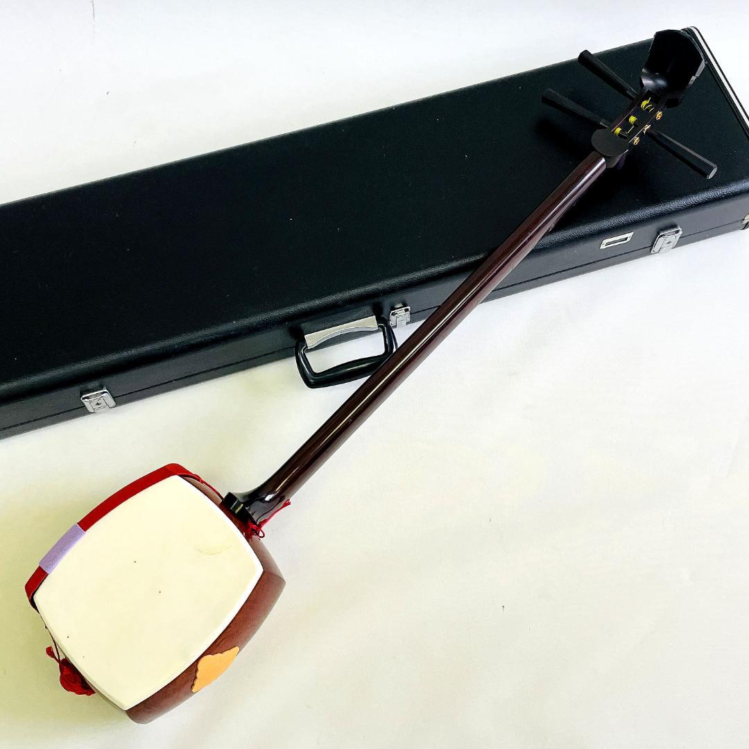 三味線 綾杉胴 花梨棹 日本製 伝統工芸品 付属品多数【整備品】R8YE325