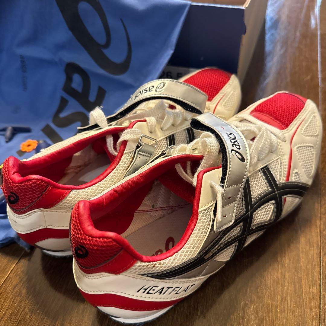 asics HEATFLAT スパイクシューズ ホワイト/レッド/ブラックメンズ