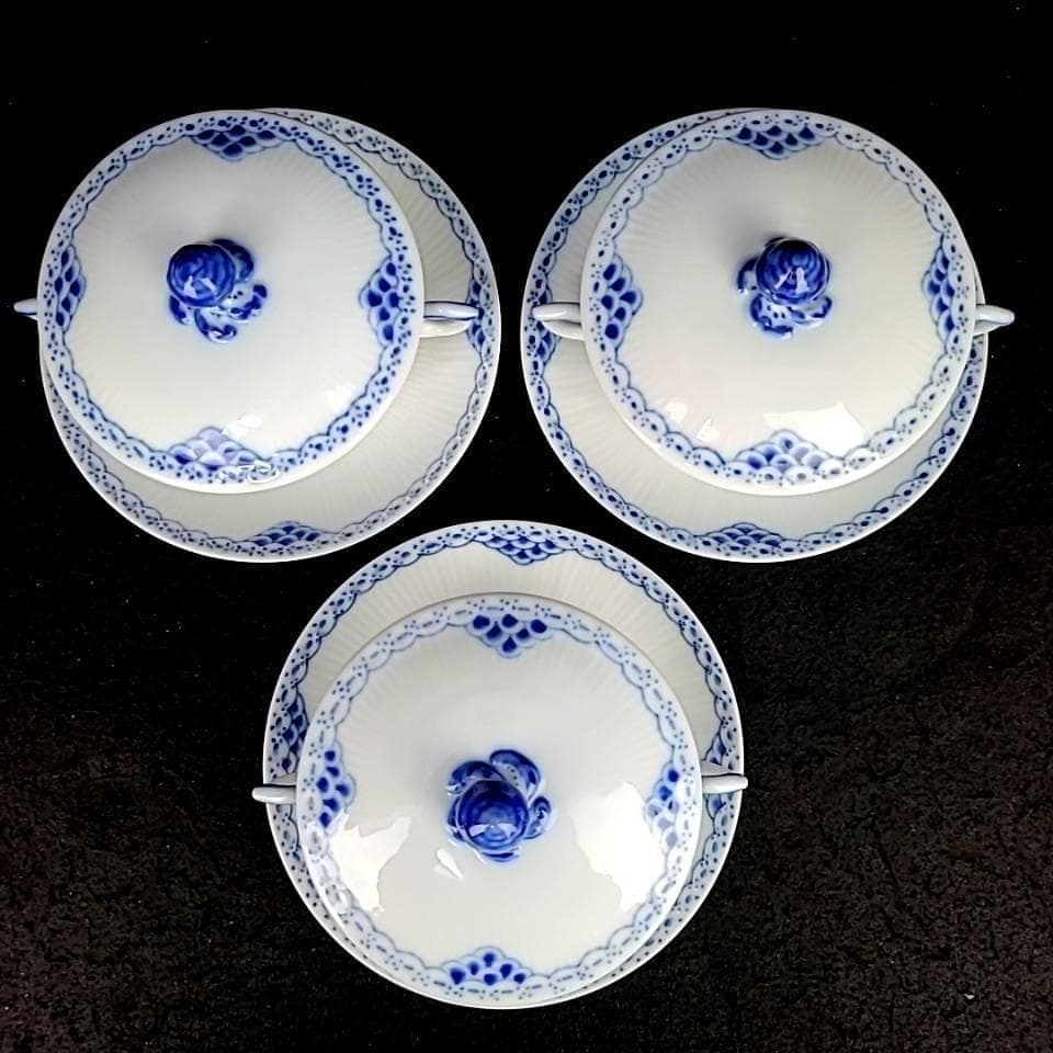 ♪美品♪ロイヤルコペンハーゲン　プリンセス　ブルー　スープカップ　3客 4