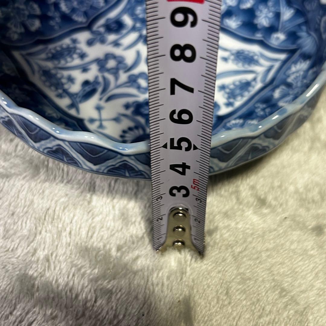 三洋陶器 龍峰窯 花鳥図 染付 中鉢揃 4枚セット 輪花皿 更紗 古伊万里様式
