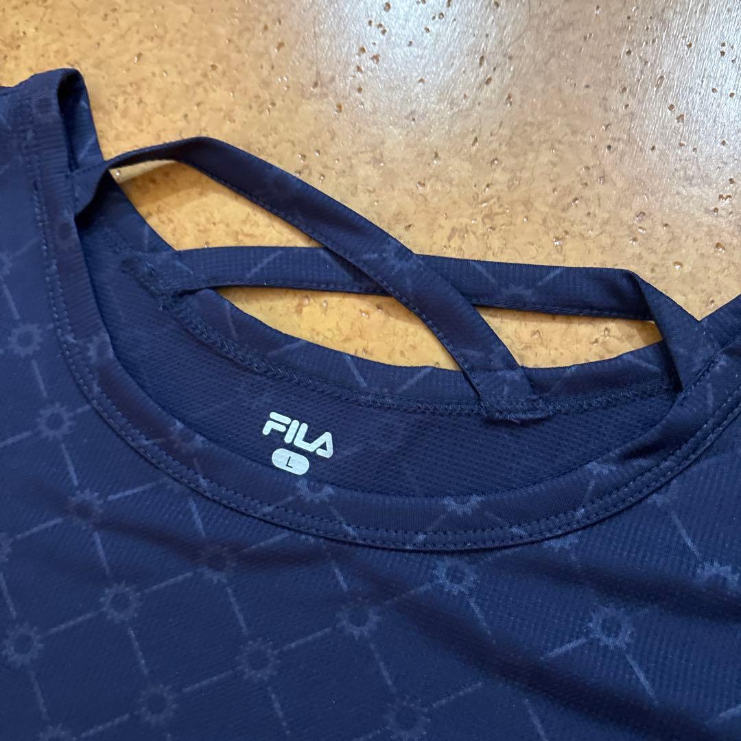新品未使用　テニスウェア　FILA ネイビー クロスストラップ ワンピース L