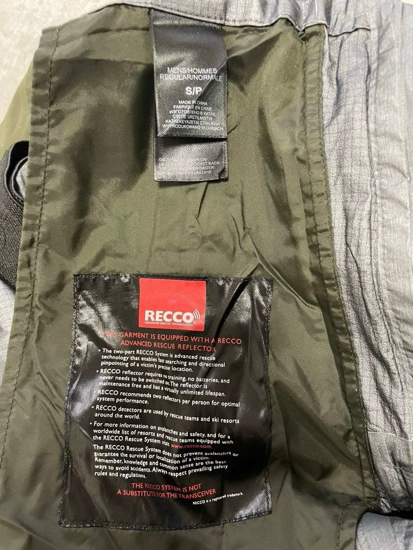 希少RECCO ノースフェイス ゴアテックス ビブパンツ カーキ S 古着