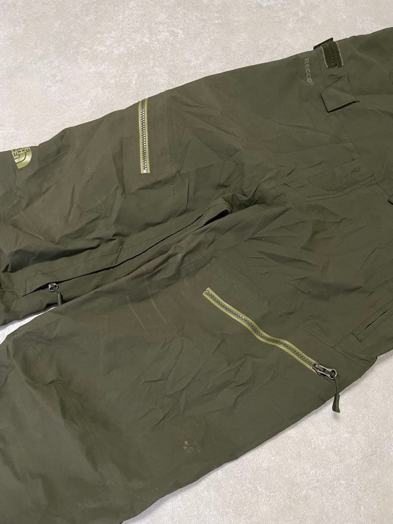 希少RECCO ノースフェイス ゴアテックス ビブパンツ カーキ S 古着