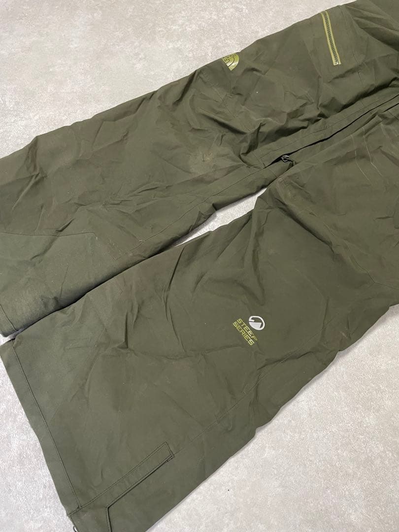希少RECCO ノースフェイス ゴアテックス ビブパンツ カーキ S 古着