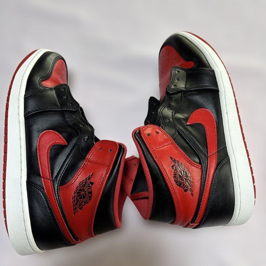 大きいサイズナイキAIR JORDAN 1 MID30cm US12手洗済黒赤
