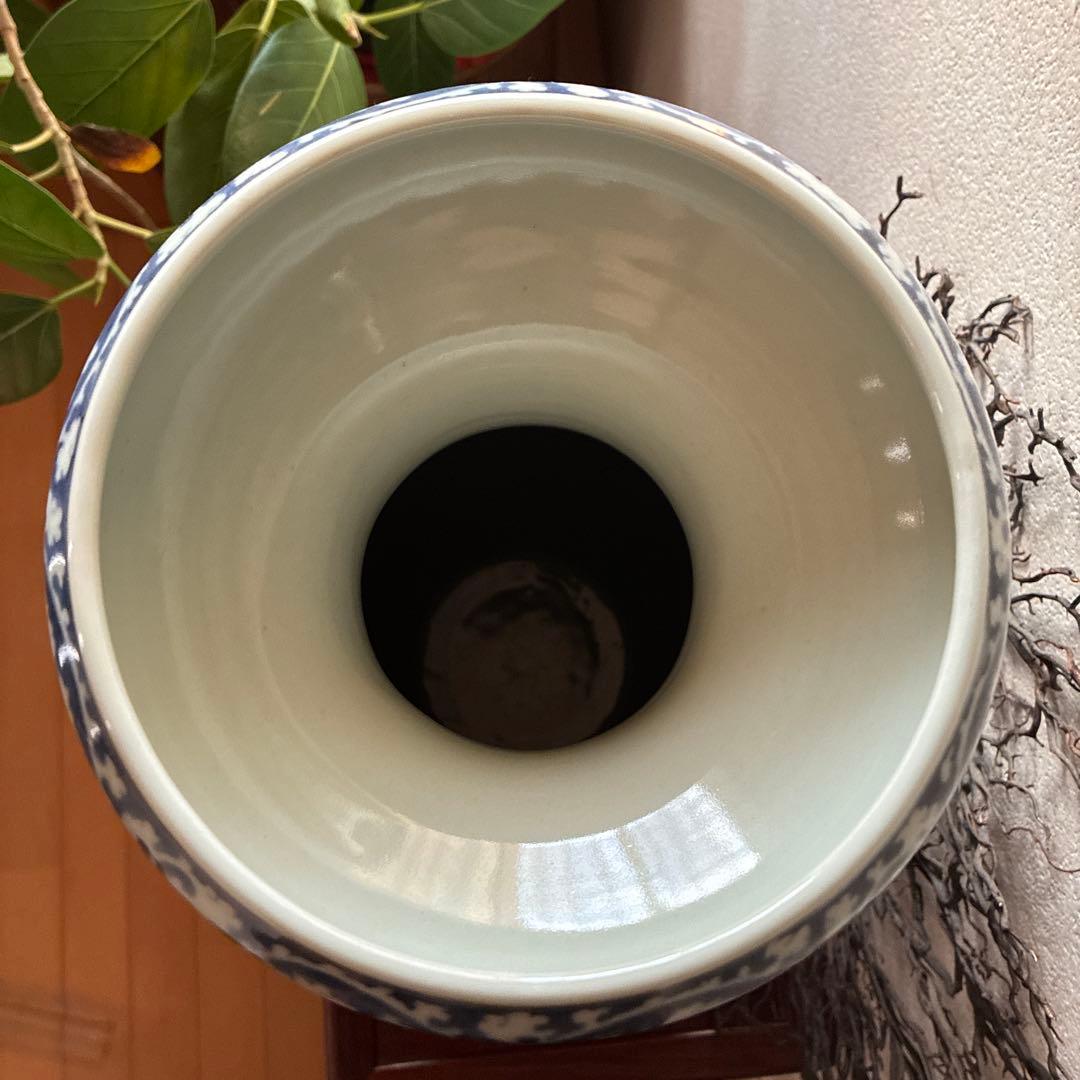 骨董　有田焼　伊万里　希少　蛸唐草　花唐草　楼閣　３匹の猫の戯れ　花器　花入　壺