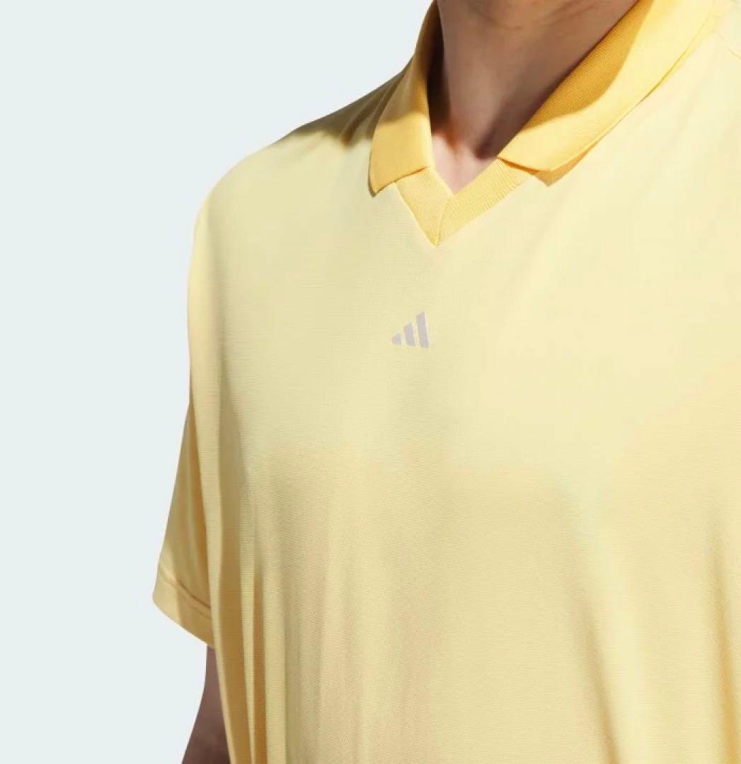 【adidas GOLF/アディダス】Vネック ツイストニット半袖シャツ・L黄色