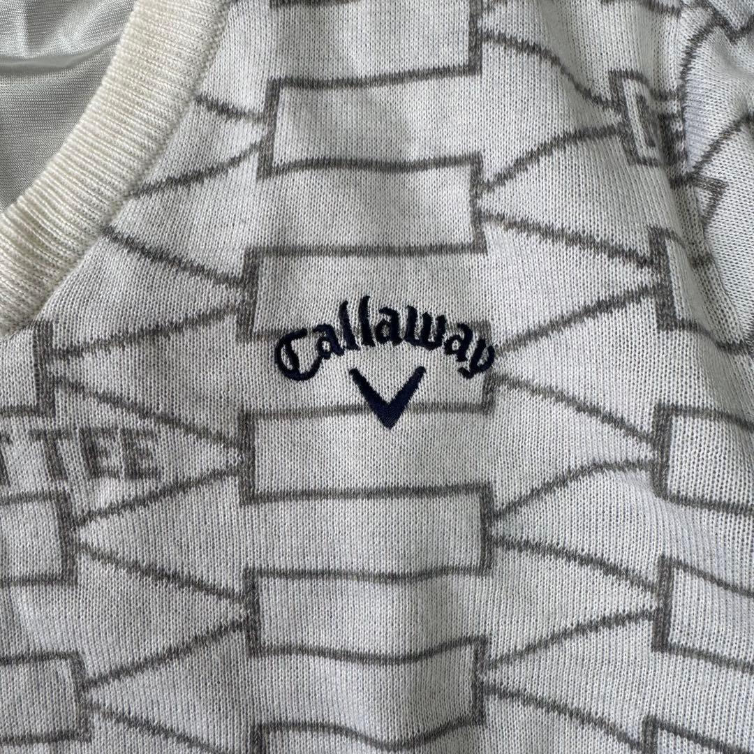 Callaway キャロウェイ ニット Vネックセーター メンズ L 白 総柄