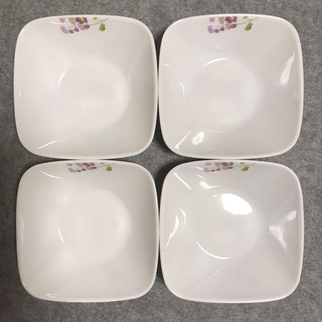 corelle コレール　スクエア大ボウル　バイオレットミスト　4枚