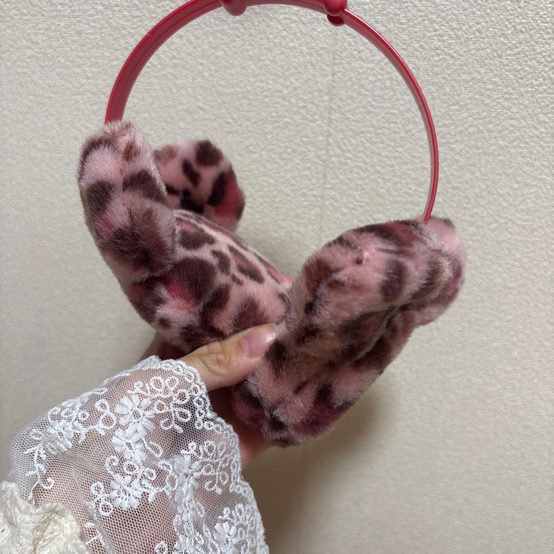 ディズニー ピンク ヒョウ柄 耳あて・イヤーマフ