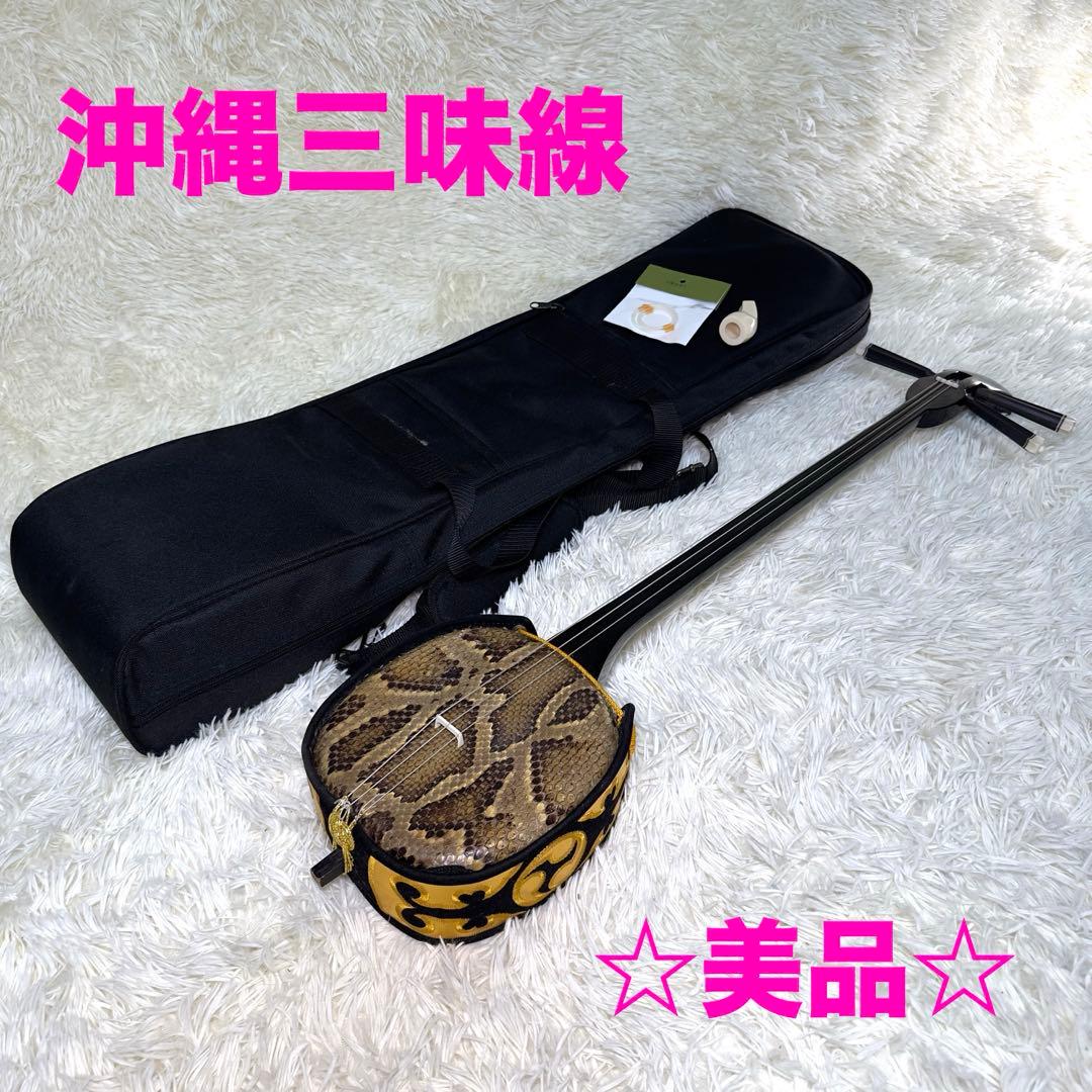 沖縄三味線　本革　ソフトケース付き