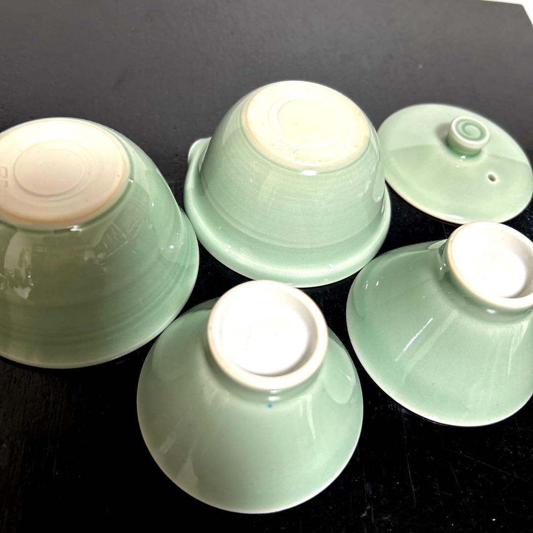 新品　朝日焼 朝日豊斎 松林豊斎　青磁　宝瓶 湯冷し　茶碗　煎茶道具　遠州七窯