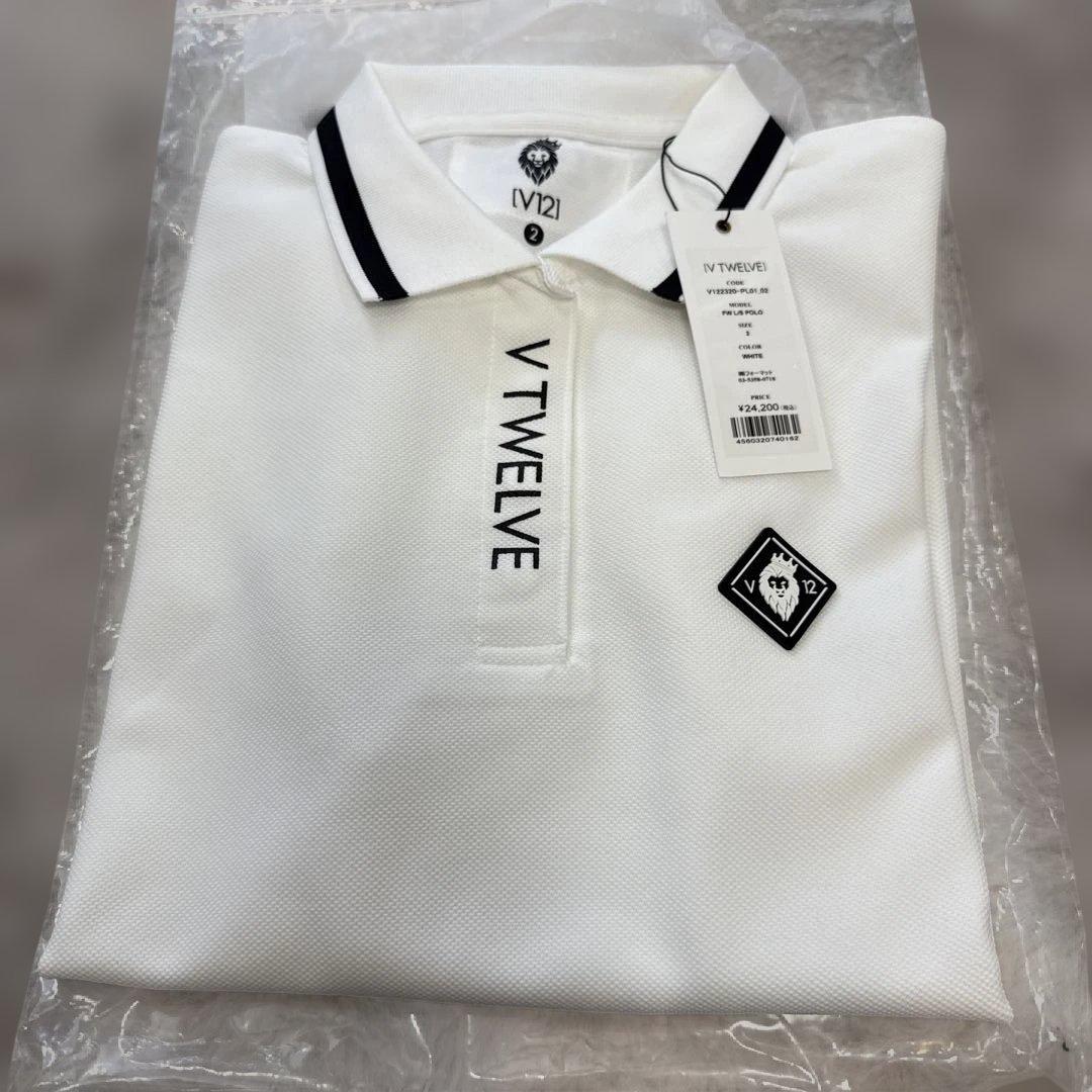 V TWELVE FW L/S POLO ホワイト 長袖ポロシャツ