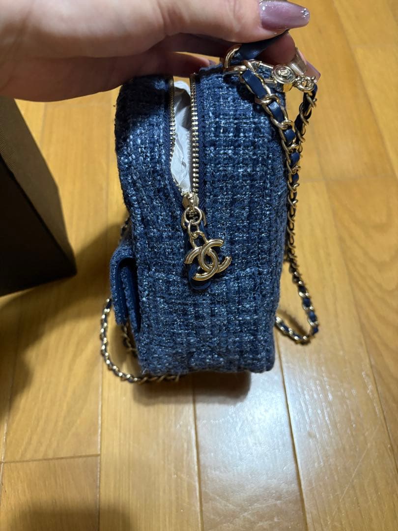 CHANEL メイクアップバッグ ネイビー ツイード