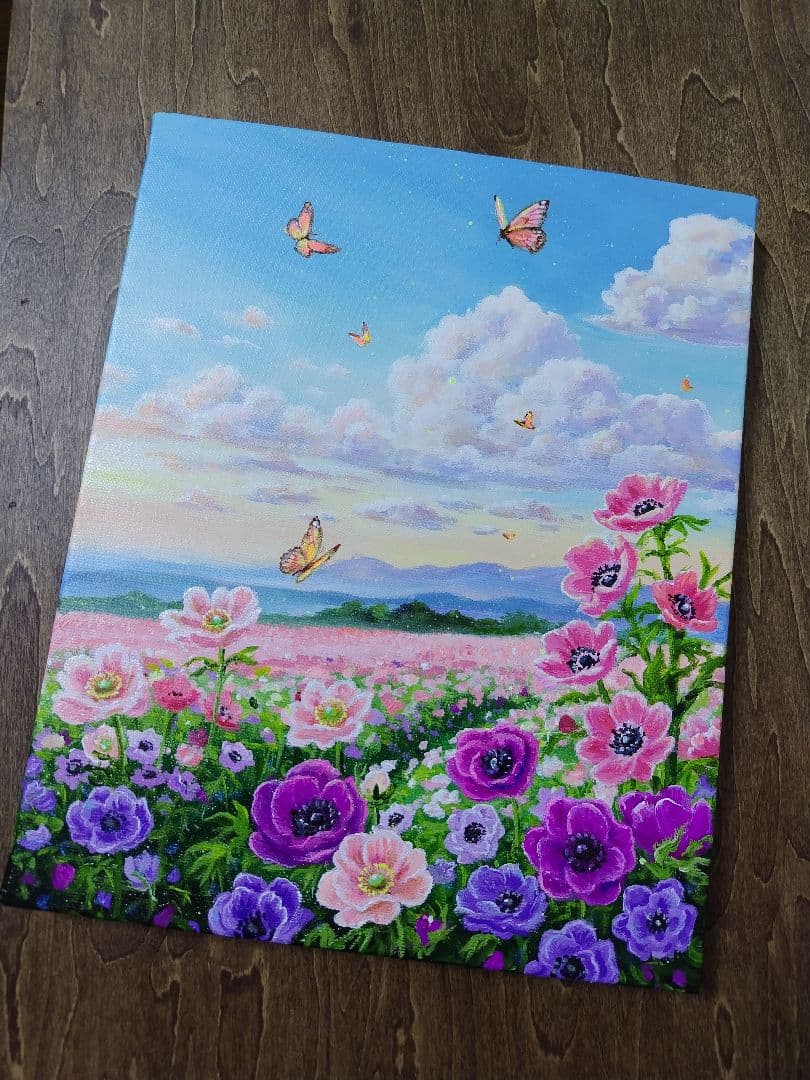 【アネモネ】アクリル画 F3 風景画 絵画