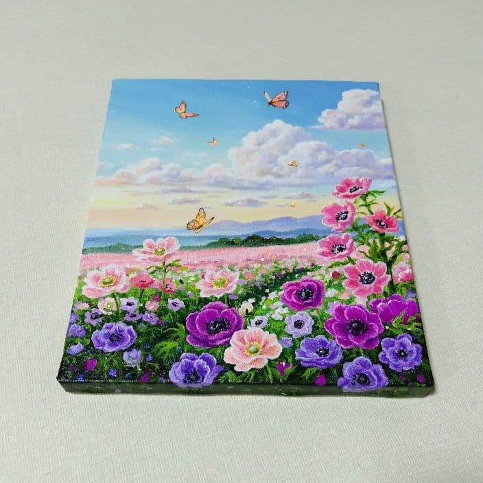 【アネモネ】アクリル画 F3 風景画 絵画