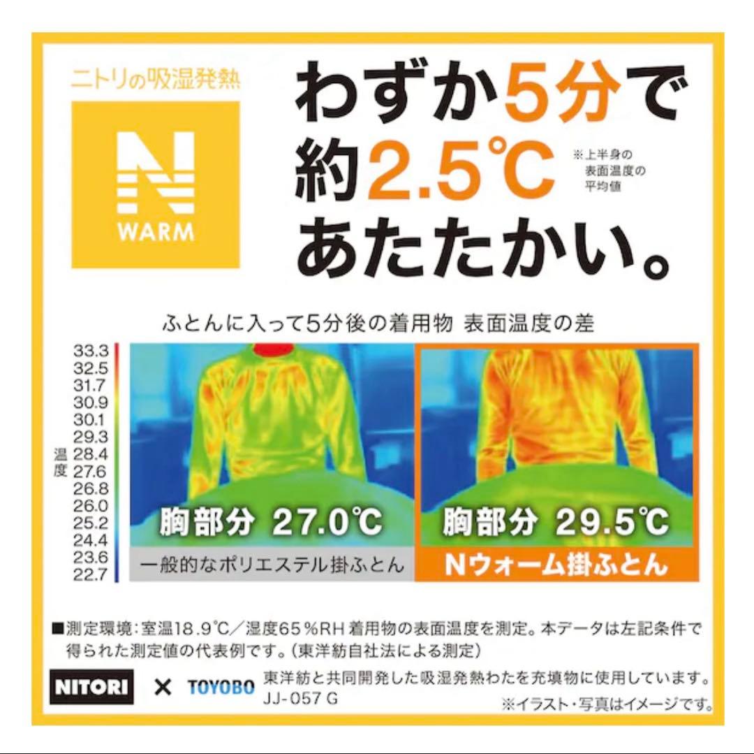 ニトリ　カバーのいらない両面掛ふとんセミダブル(Nウォーム)グレー