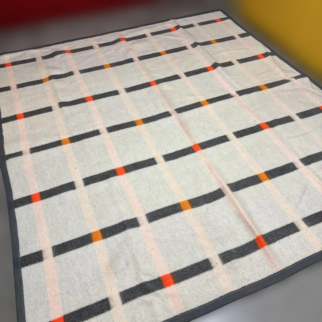80s アクリル100% 毛布　昭和レトロ　おしゃれ毛布　187×167