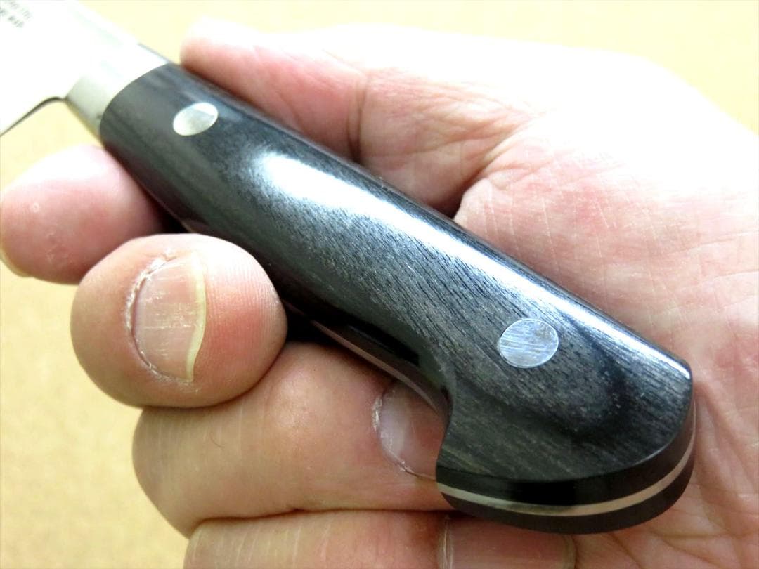 関の刃物 ペティナイフ120mm 伊勢屋治平 口金黒パッカー 果物包丁 小型両刃