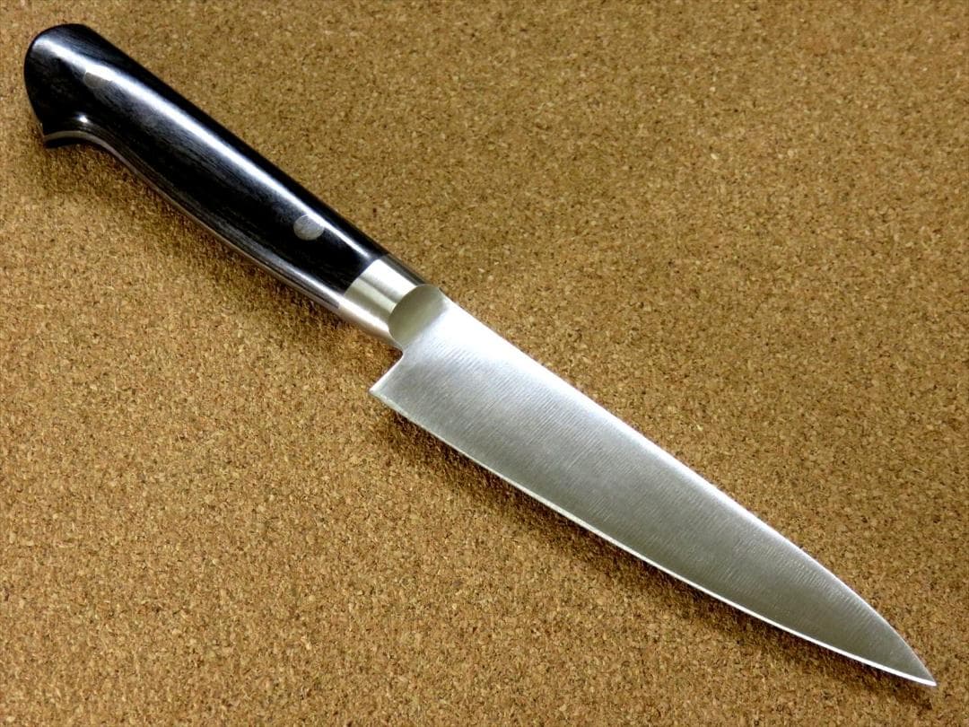 関の刃物 ペティナイフ120mm 伊勢屋治平 口金黒パッカー 果物包丁 小型両刃