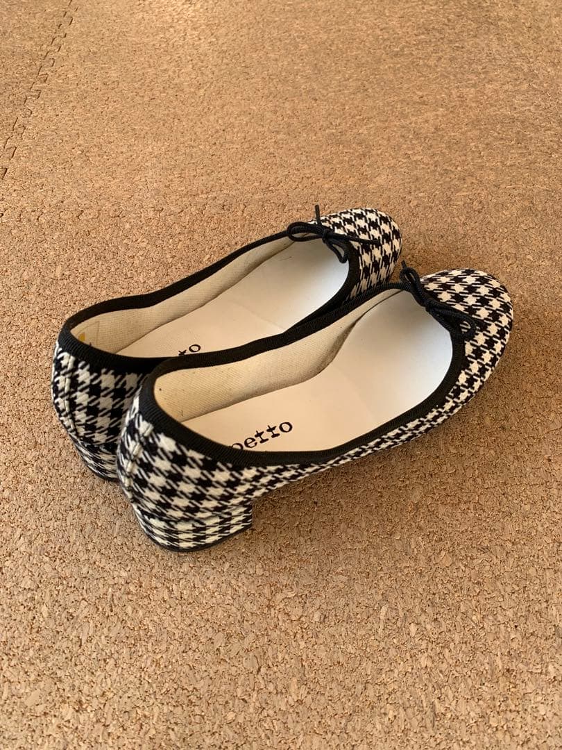 Repetto バレエシューズ 白黒ハウンドトゥース
