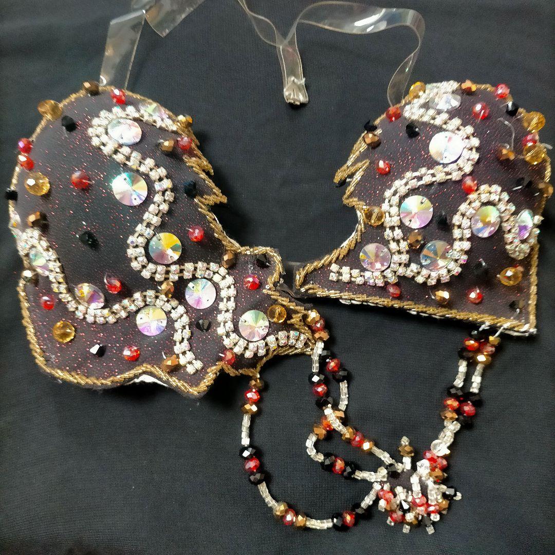 新品 エジプト製 ベリーダンス 衣装 レッドブラック