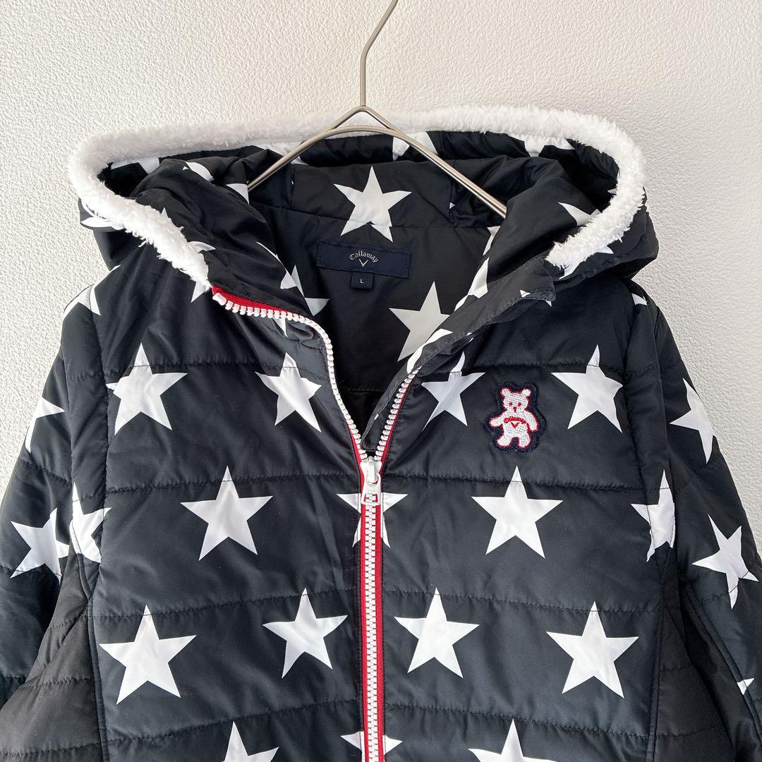 美品　キャロウェイ　2way 中綿ジャケット フード　ベスト　ダブルジップ　星