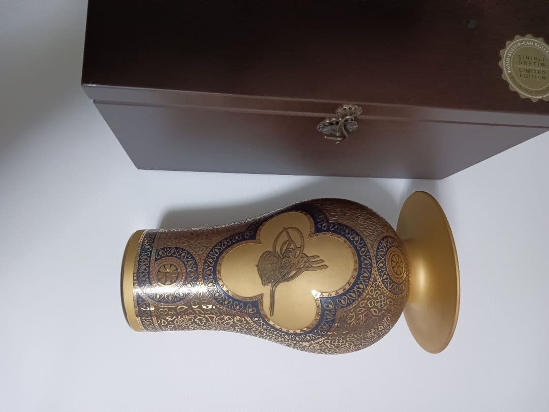 金色と茶色の装飾フラワーベース(ビンテージ)