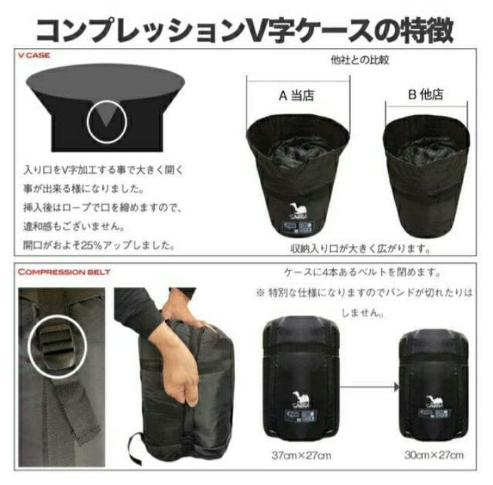 グリーン2点 寝袋 シュラフ コンパクト 封筒型 オールシーズン 冬用 -10℃