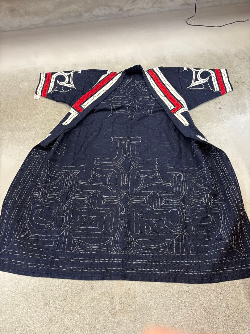 アイヌ　ルウンペ　着物　白老　色裂置紋木綿衣　現代作家