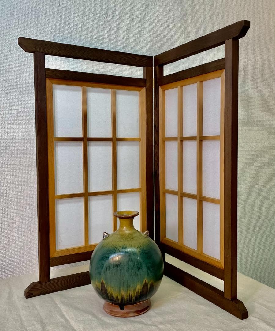 【書院組子 障子衝立】間仕切り　和モダン　焼杉　新品